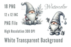 Silver Christmas Gnomes Clipart Bundle - CraftNest - Digital Crafting and Art