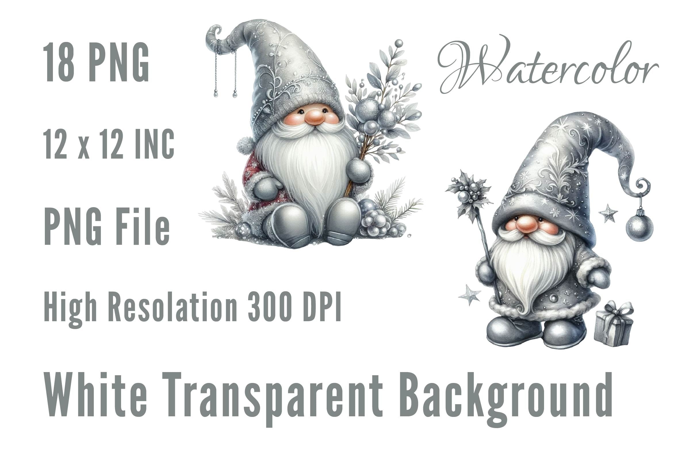 Silver Christmas Gnomes Clipart Bundle - CraftNest - Digital Crafting and Art