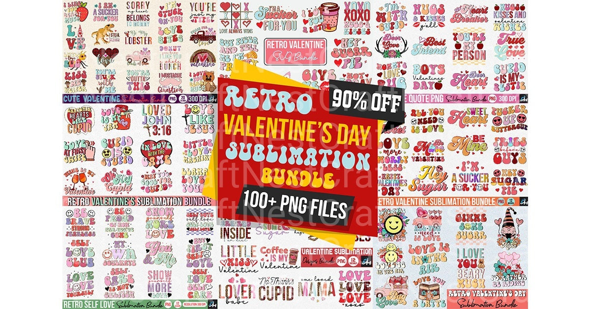 Big Retro Valentine Clipart Bundle - CraftNest - Digital Crafting and Art