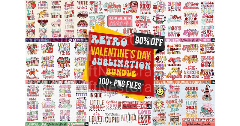 Big Retro Valentine Clipart Bundle - CraftNest - Digital Crafting and Art