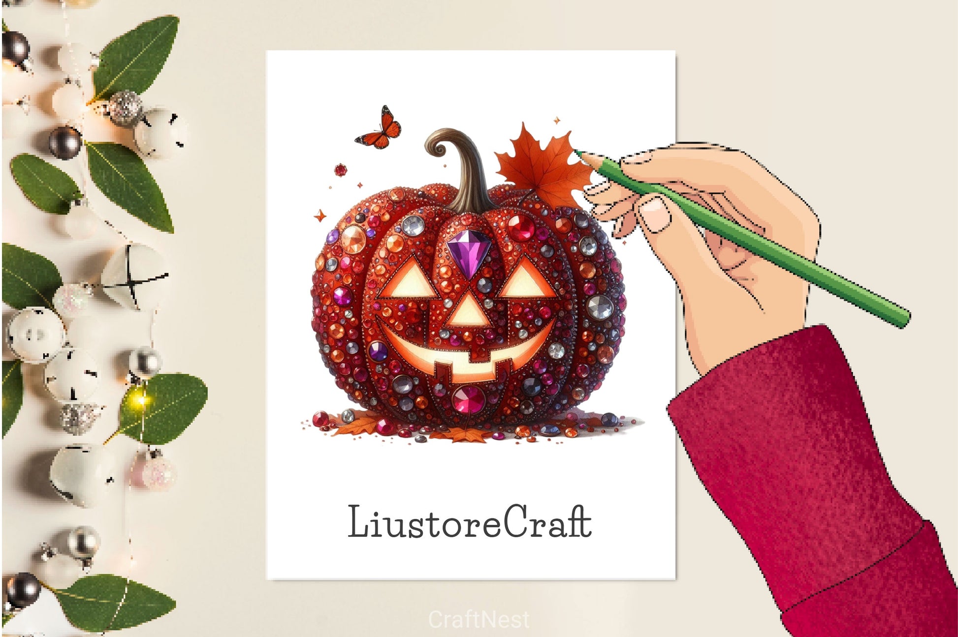 Rhinestone Pumpkin Halloween Clipart Bundle - CraftNest - Digital Crafting and Art