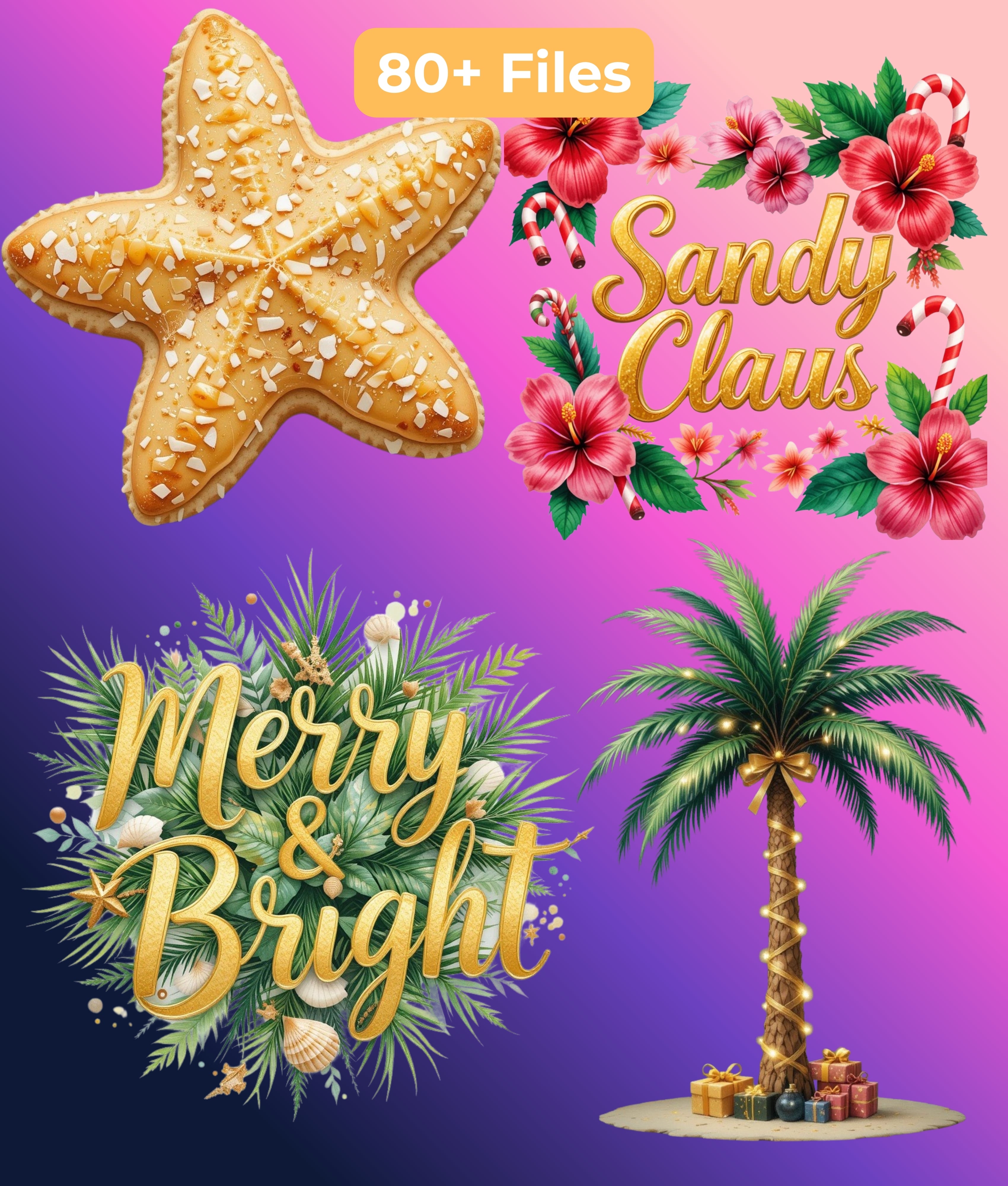Island-Luxe Tropical Christmas Clipart Bundle
