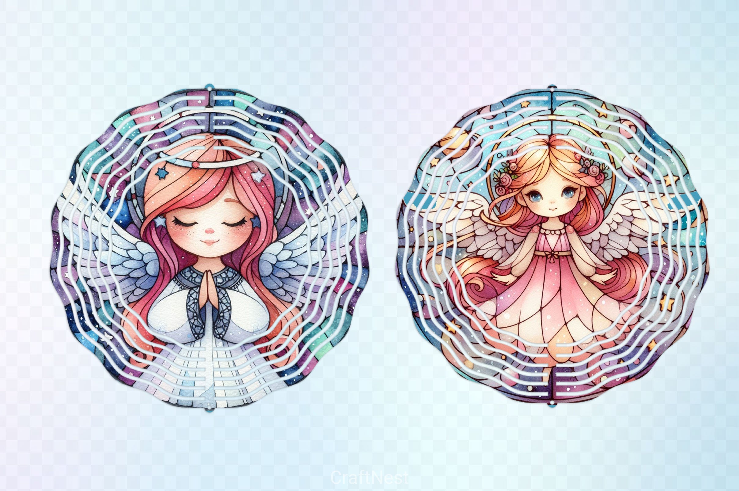 Stained Glass Angel Wind Spinner Clipart Bundle - CraftNest - Digital Crafting and Art