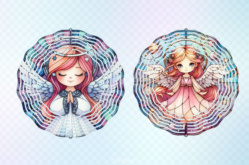 Stained Glass Angel Wind Spinner Clipart Bundle - CraftNest - Digital Crafting and Art