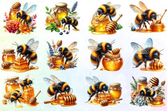 Bumblebee & Honey Clipart Bundle - CraftNest - Digital Crafting and Art