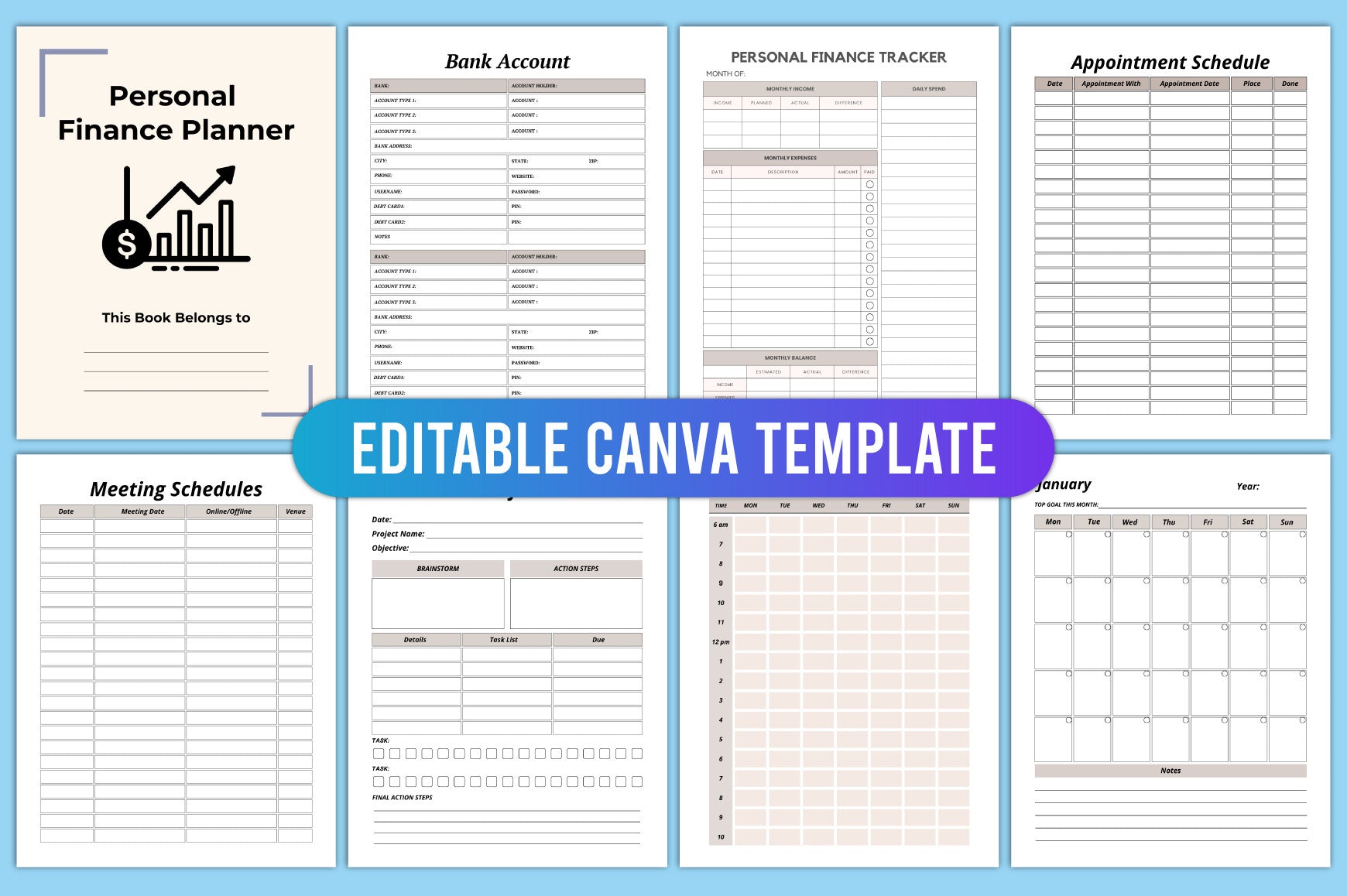 Editable Personal Finance Planner