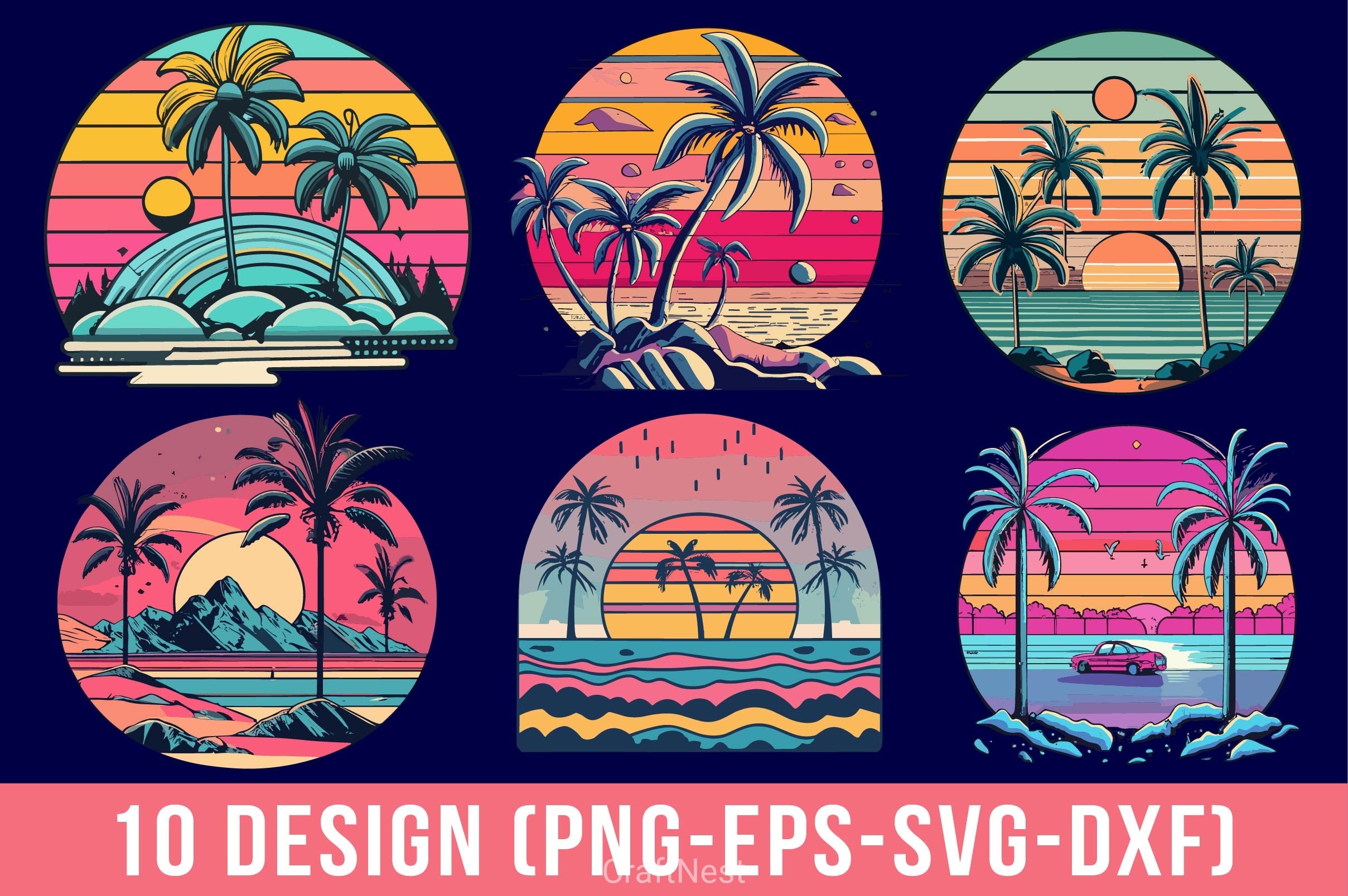 Retro Sunset SVG Bundle - CraftNest - Digital Crafting and Art