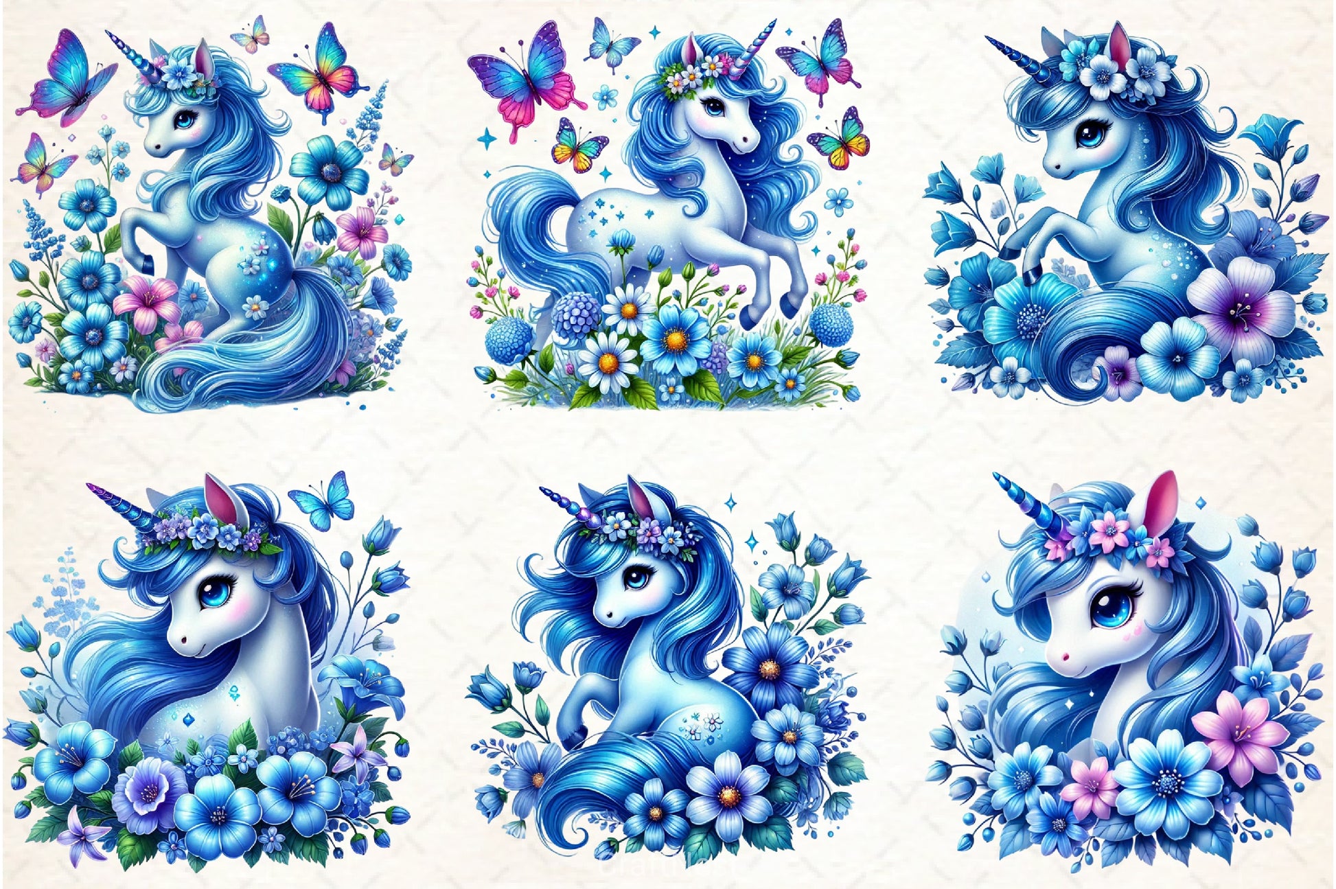 Flower Unicorn Clipart Bundle - CraftNest - Digital Crafting and Art