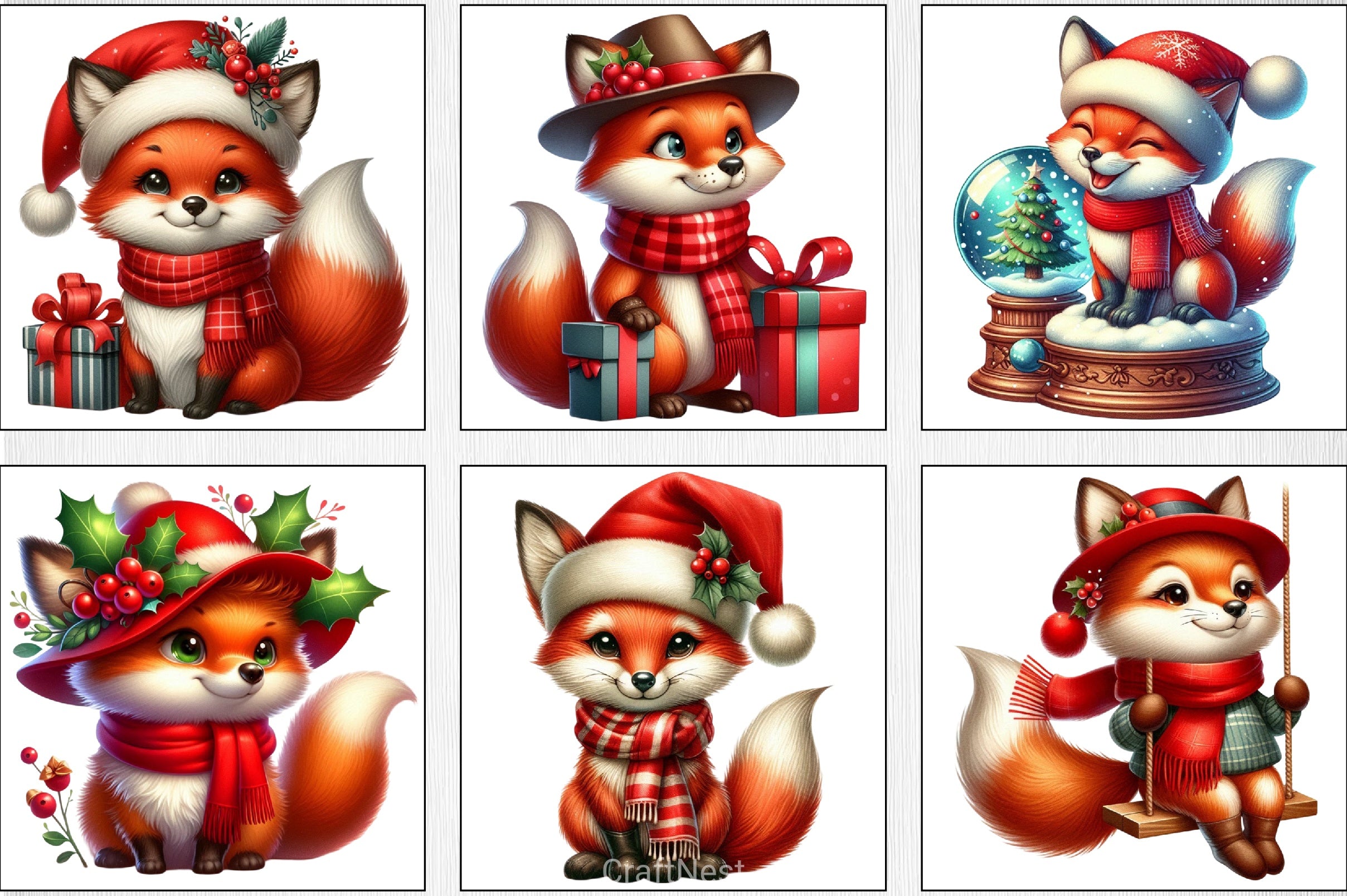 Christmas Fox Clipart Bundle - CraftNest - Digital Crafting and Art