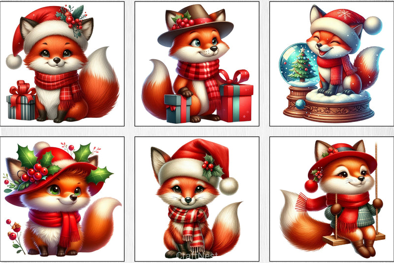 Christmas Fox Clipart Bundle - CraftNest - Digital Crafting and Art