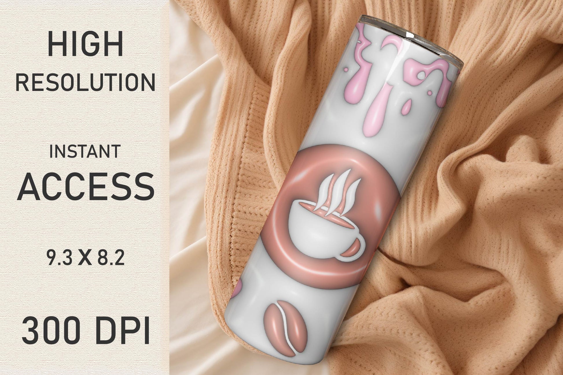 3D Inflated Coffee Tumbler Bundle - CraftNest - Digital Crafting and Art