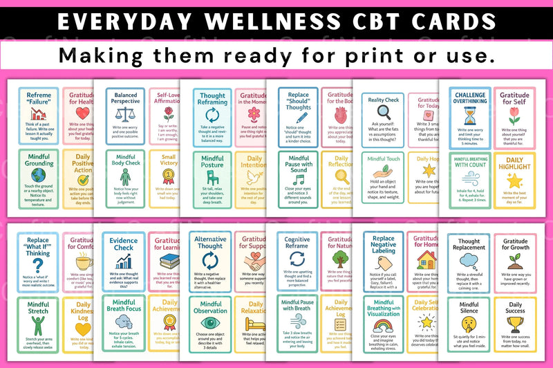 Everyday Wellness CBT Cards for Mental Health - CraftNest - Digital Crafting and Art