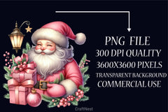 Pink Santa Claus Gifts Clipart Bundle - CraftNest - Digital Crafting and Art