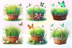Spring Grass In Basket Clipart Bundle 2 - CraftNest - Digital Crafting and Art