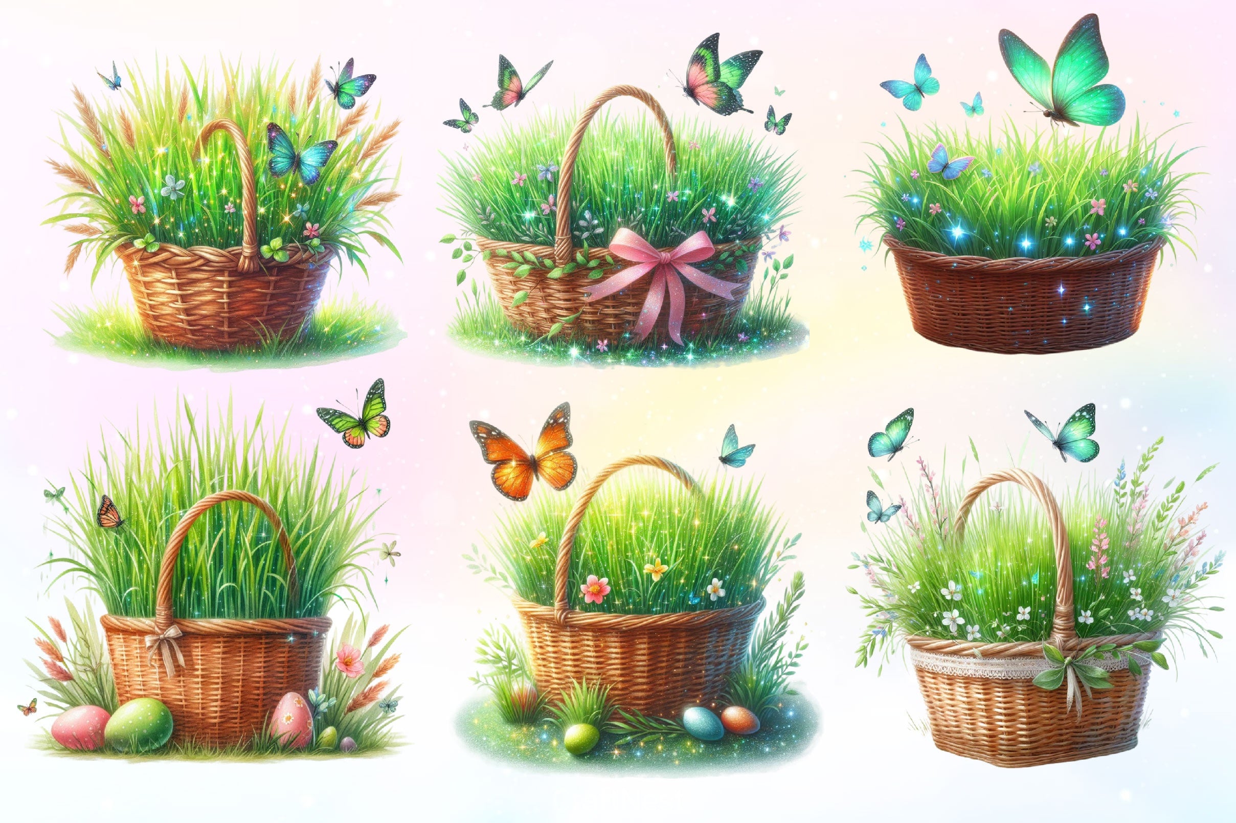 Spring Grass In Basket Clipart Bundle 2 - CraftNest - Digital Crafting and Art