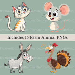Farm Animals Quirky Clipart Bundle - CraftNest - Digital Crafting and Art