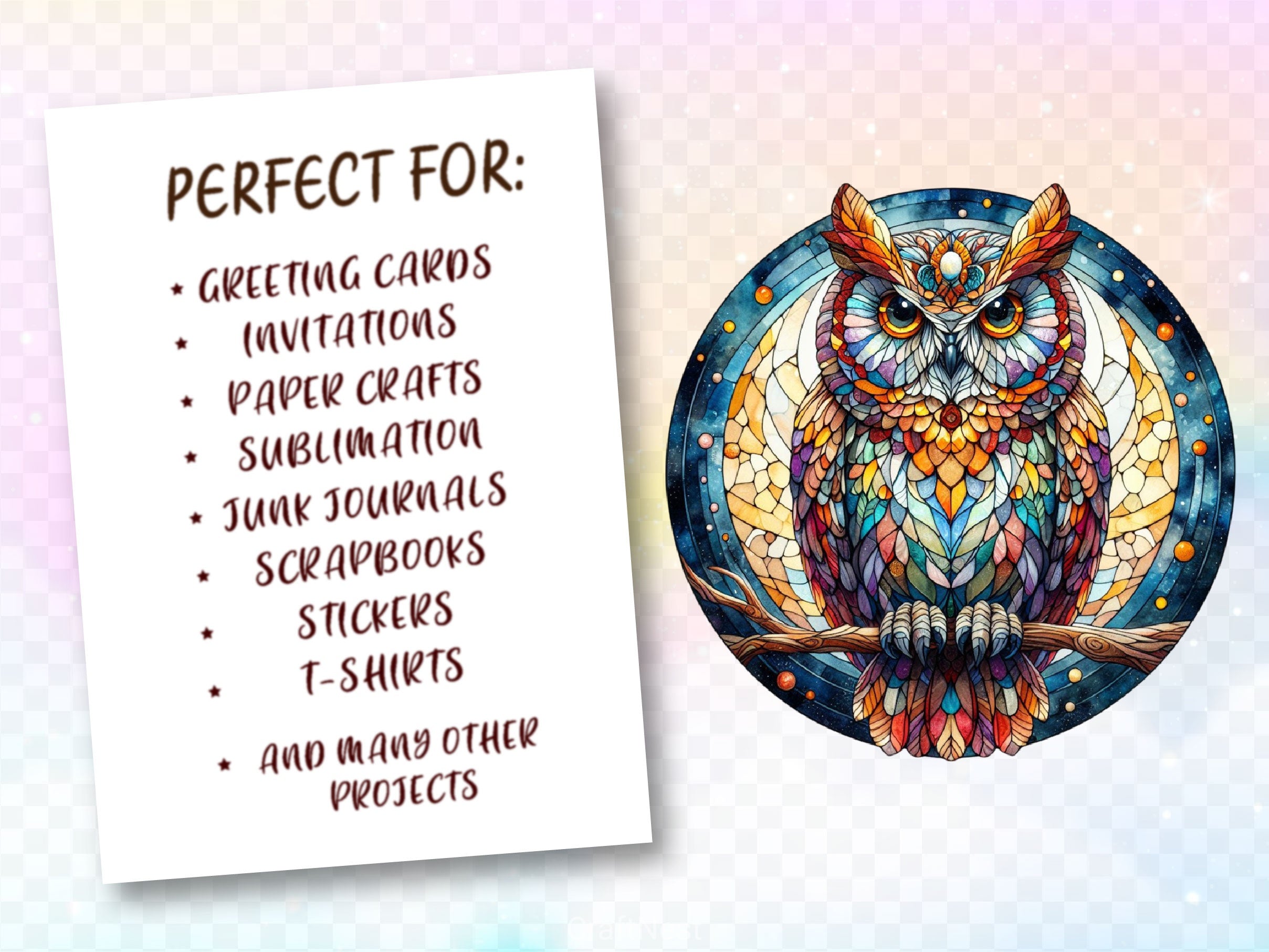 Stained Glass Owl Clipart Bundle - CraftNest - Digital Crafting and Art