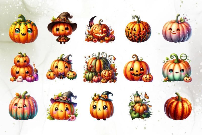 Cute Halloween Pumpkins Clipart Bundle - CraftNest - Digital Crafting and Art