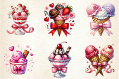 Valentines Ice Cream With Bows Clipart Bundle 2 - CraftNest - Digital Crafting and Art