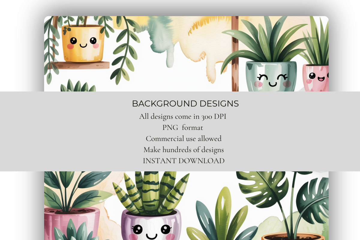 Kawaii Houseplants Background Papers