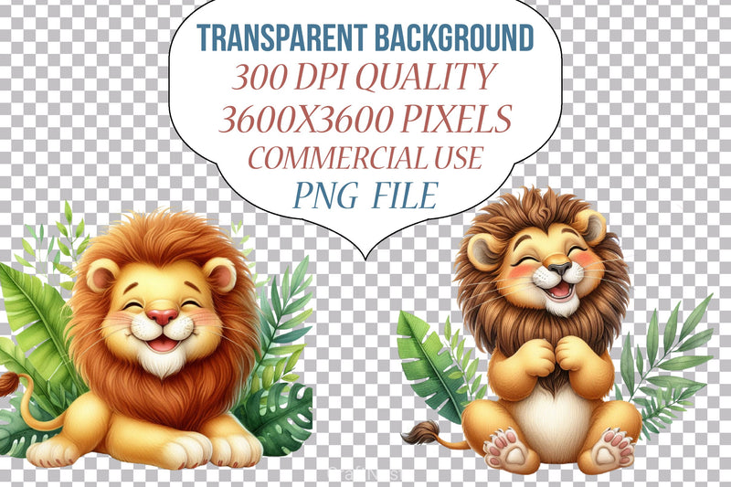 Happy Lion Clipart Bundle - CraftNest - Digital Crafting and Art