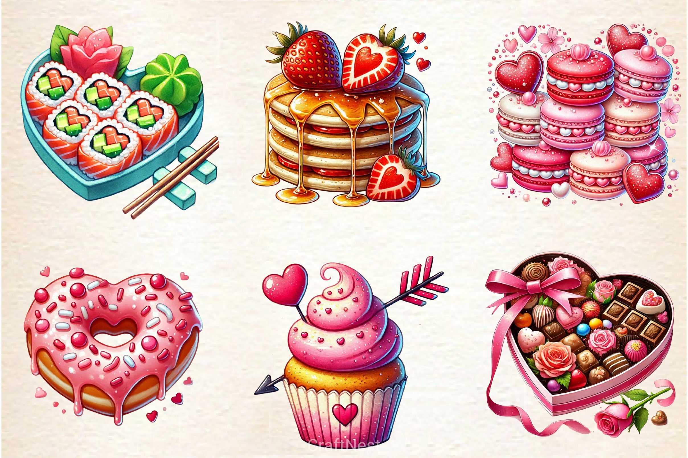 Valentines Day Food Clipart Bundle 2 - CraftNest - Digital Crafting and Art