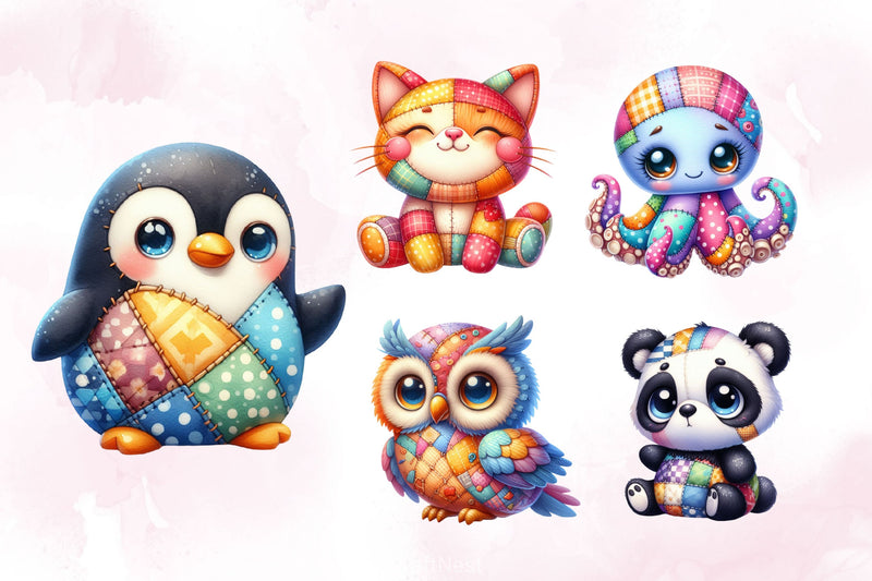 Cute Patchwork Animals Clipart Bundle 3 - CraftNest - Digital Crafting and Art