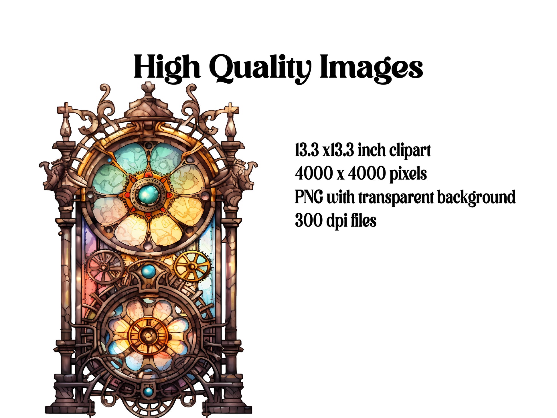 Stained Glass Steampunk Designs Clipart - CraftNest