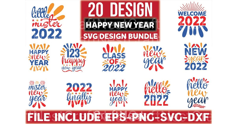 New Year T Shirt 20 Bundle - CraftNest - Digital Crafting and Art