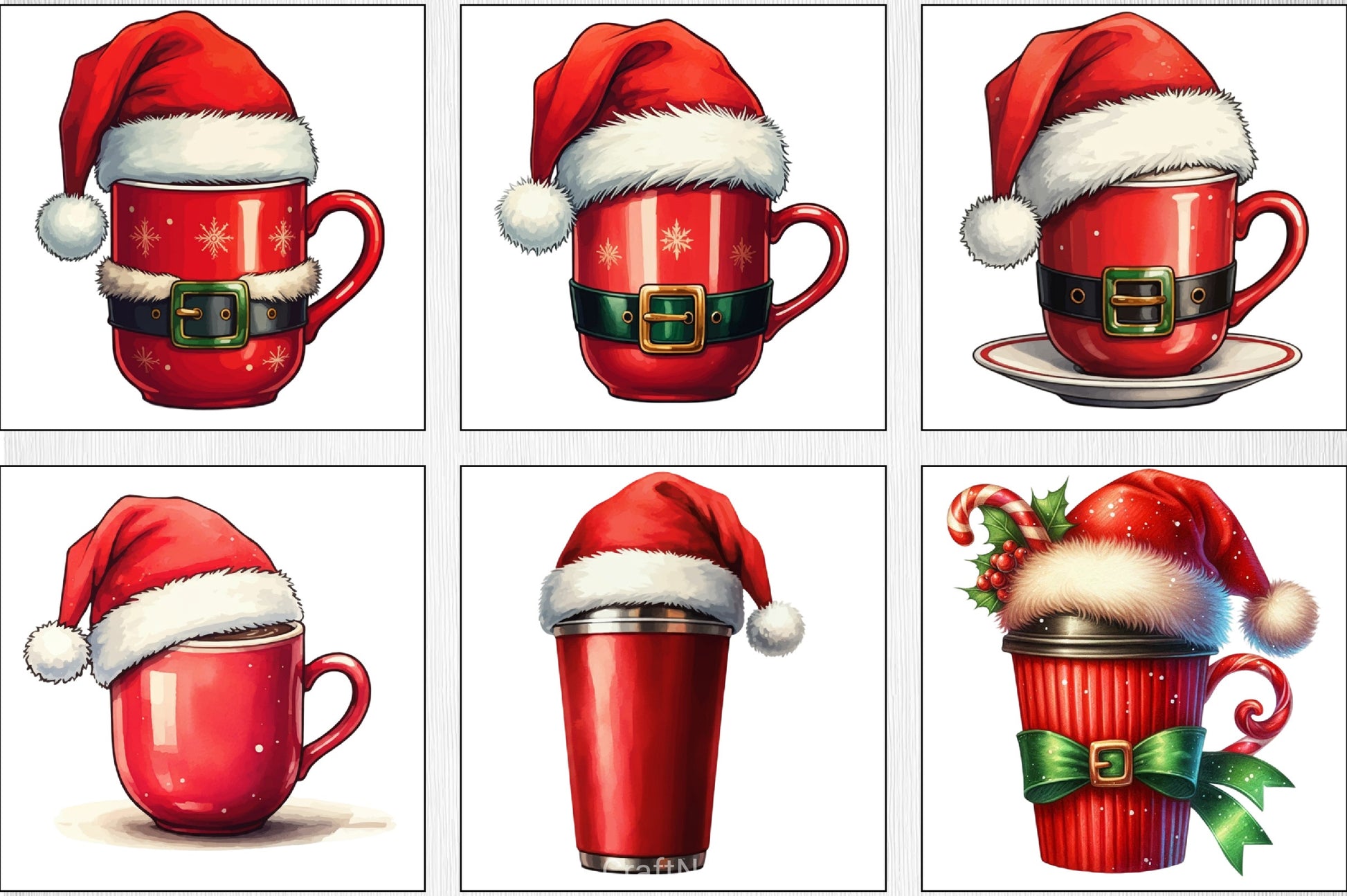Christmas Coffee Cup Clipart Bundle - CraftNest - Digital Crafting and Art