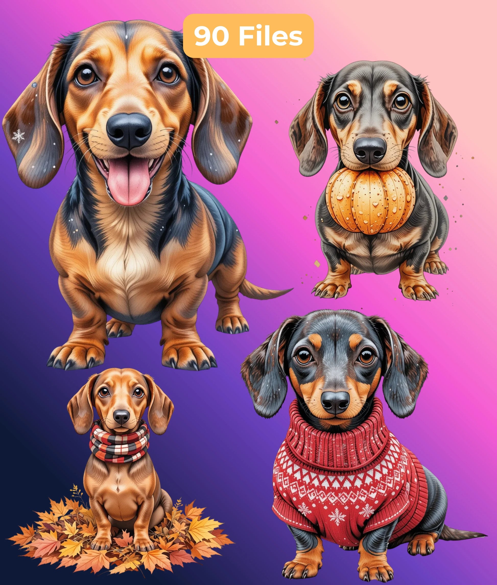 Dachshund Through the Seasons Clipart Bundle - CraftNest - Digital Crafting and Art