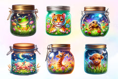 Animals Inside A Mason Jar Clipart Bundle 2 - CraftNest - Digital Crafting and Art