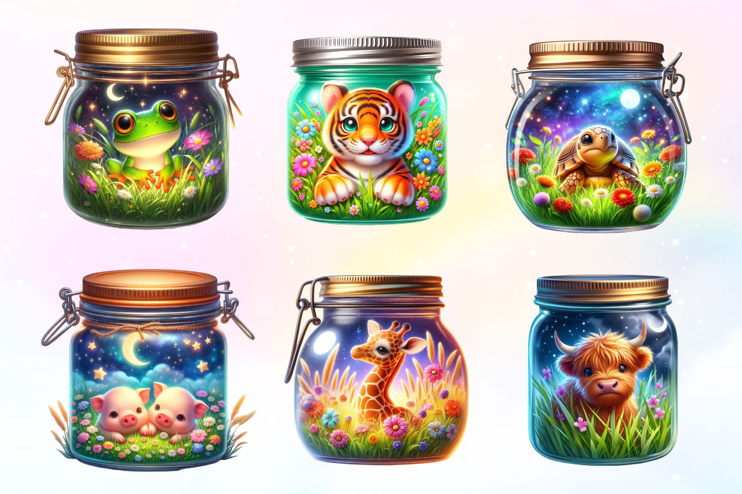 Animals Inside A Mason Jar Clipart Bundle 2 - CraftNest - Digital Crafting and Art