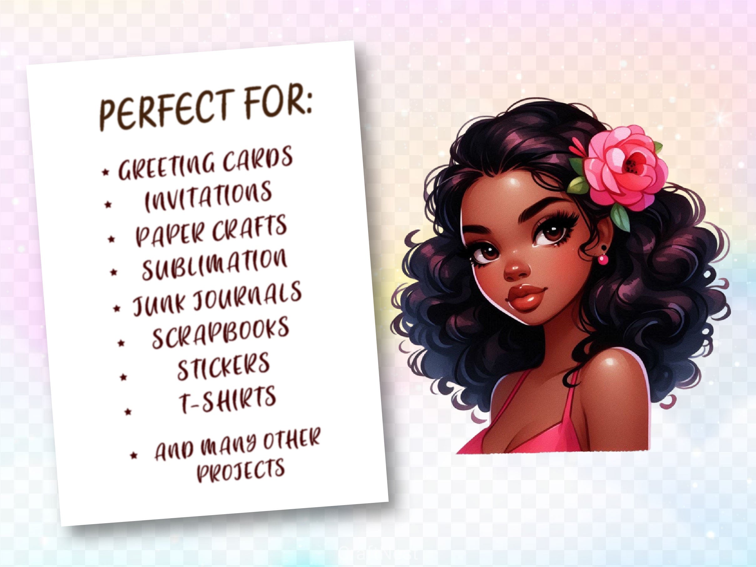 African American Black Girl Clipart Bundle - CraftNest - Digital Crafting and Art