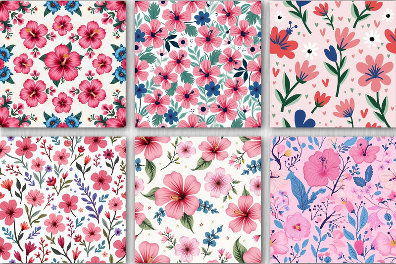 Flower Pattern Floral Paper Clipart Bundle - CraftNest - Digital Crafting and Art