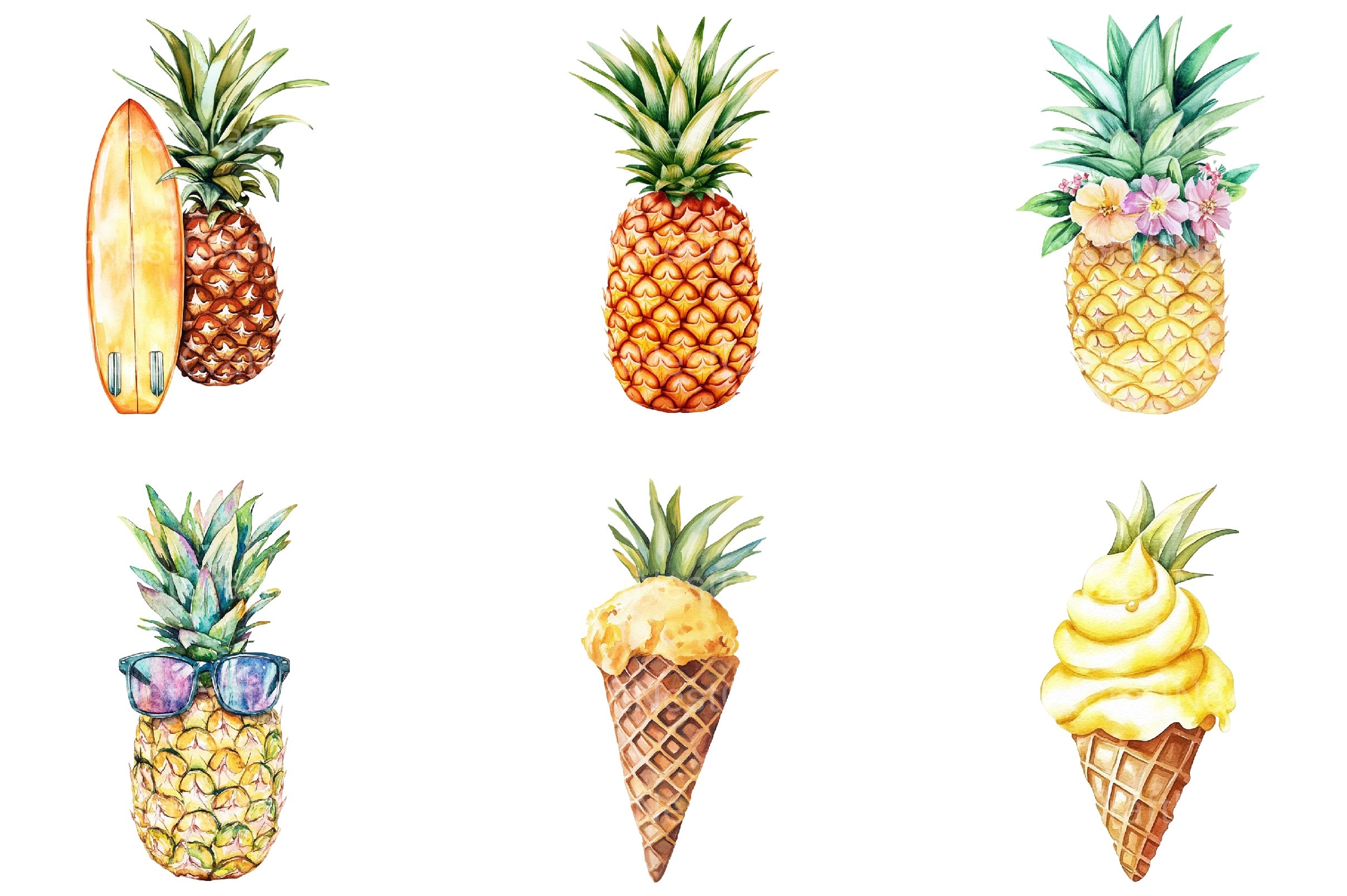 Summer Pineapple Clipart Bundle - CraftNest - Digital Crafting and Art