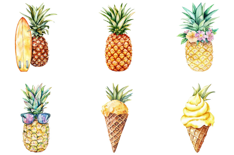 Summer Pineapple Clipart Bundle - CraftNest - Digital Crafting and Art