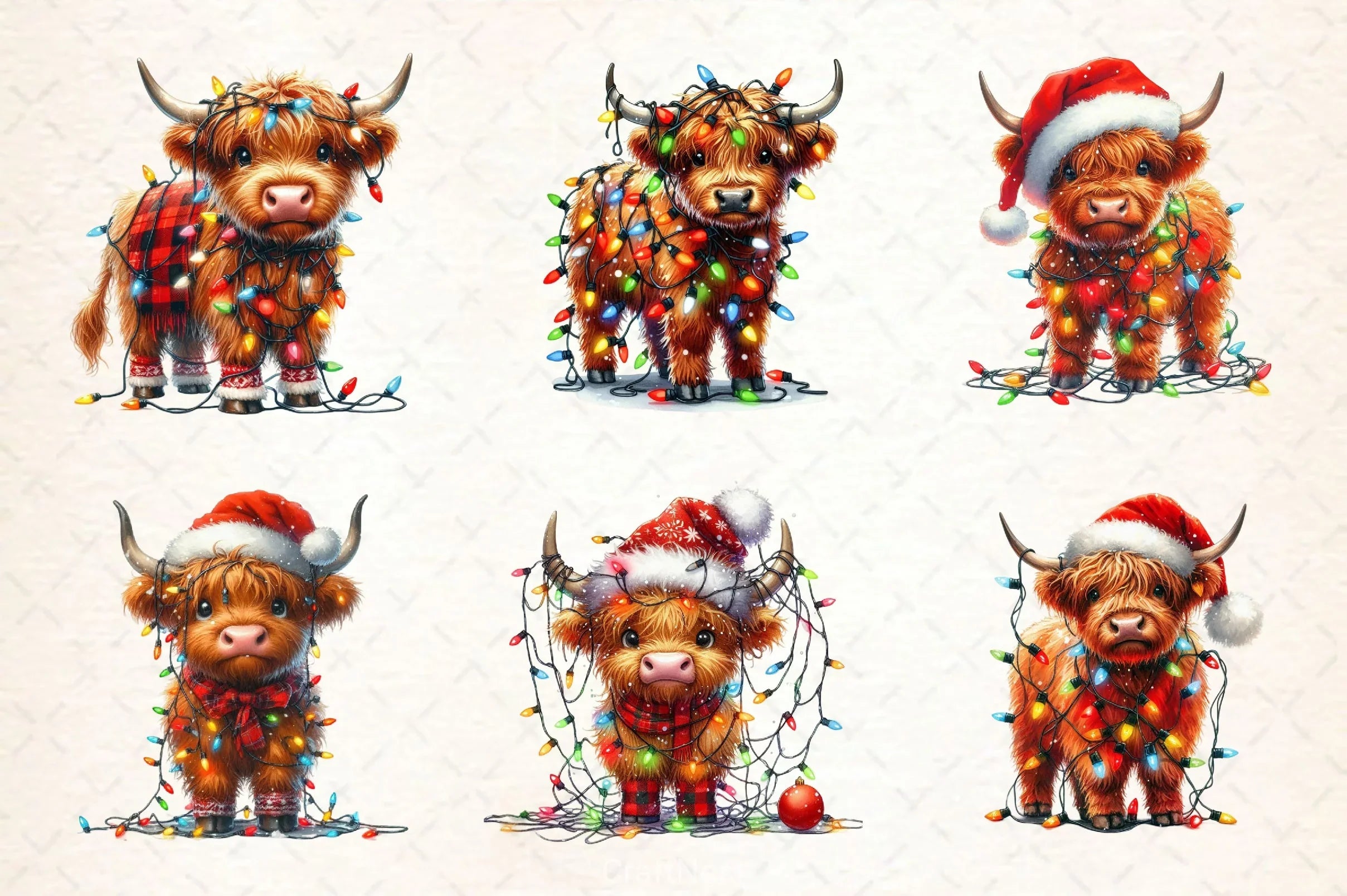 Cute Christmas Highland Cow Clipart Bundle 2 - CraftNest - Digital Crafting and Art