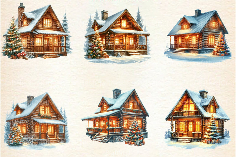 Christmas Winter Cabin Clipart Bundle - CraftNest - Digital Crafting and Art