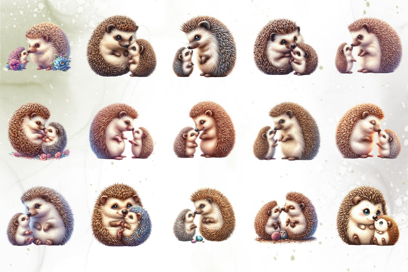 Hedgehog Family Clipart Bundle - CraftNest - Digital Crafting and Art