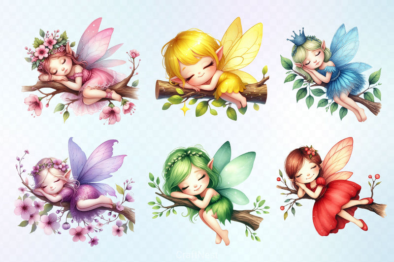 Sleeping Fairy Clipart Bundle - CraftNest - Digital Crafting and Art