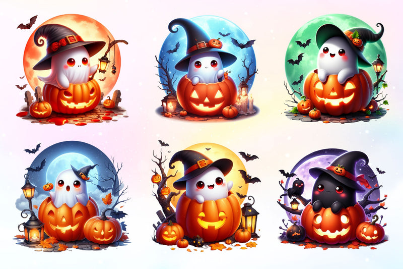 Cute Ghost Halloween Clipart Bundle - CraftNest - Digital Crafting and Art