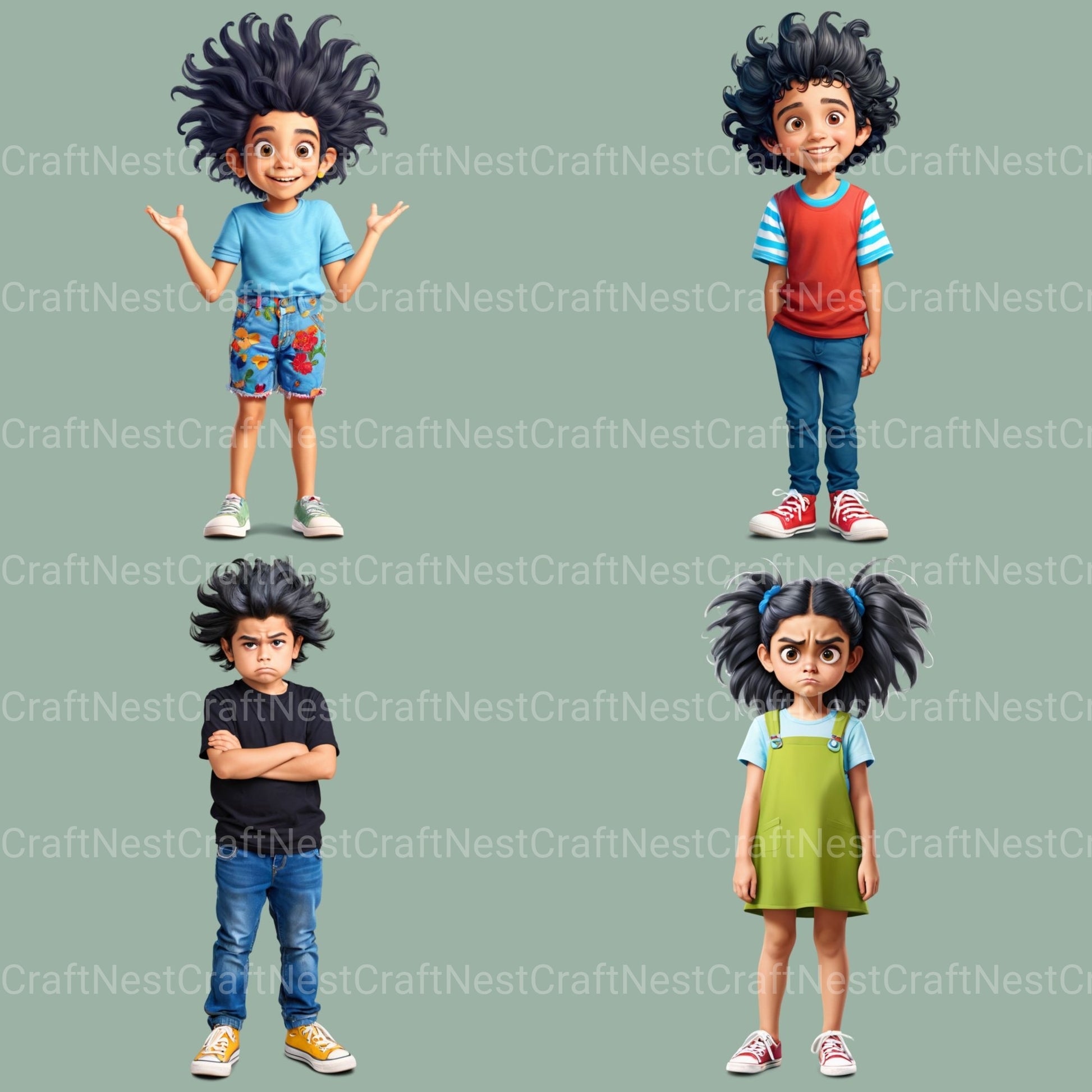 Quirky Kids Hispanic Clipart Bundle - CraftNest - Digital Crafting and Art