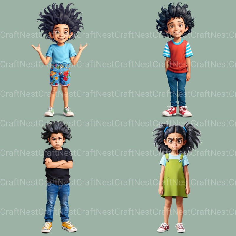 Quirky Kids Hispanic Clipart Bundle - CraftNest - Digital Crafting and Art