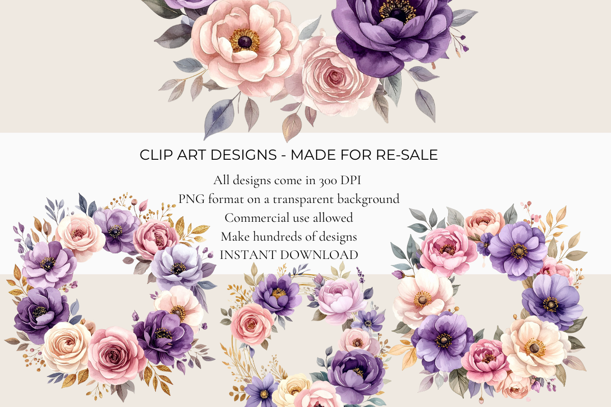 Blush Purple Frames Clipart