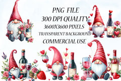 Valentine Wine Gnome Clipart Bundle - CraftNest - Digital Crafting and Art