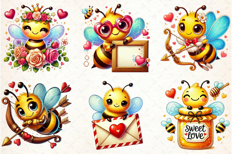 Lovely Bee Valentine's Clipart Bundle - CraftNest - Digital Crafting and Art