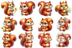 Cute Squirrel Clipart Bundle - CraftNest - Digital Crafting and Art