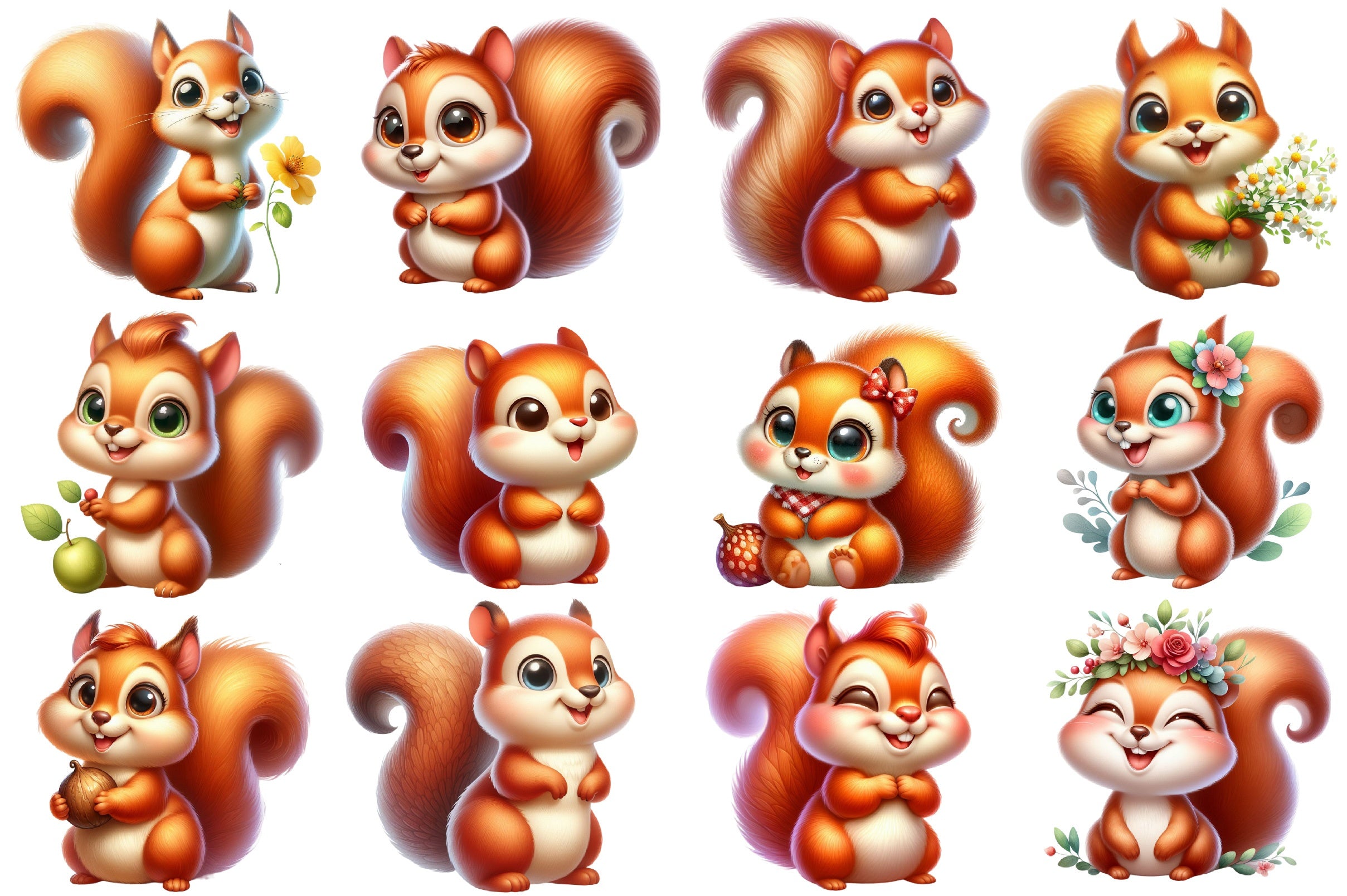 Cute Squirrel Clipart Bundle - CraftNest - Digital Crafting and Art
