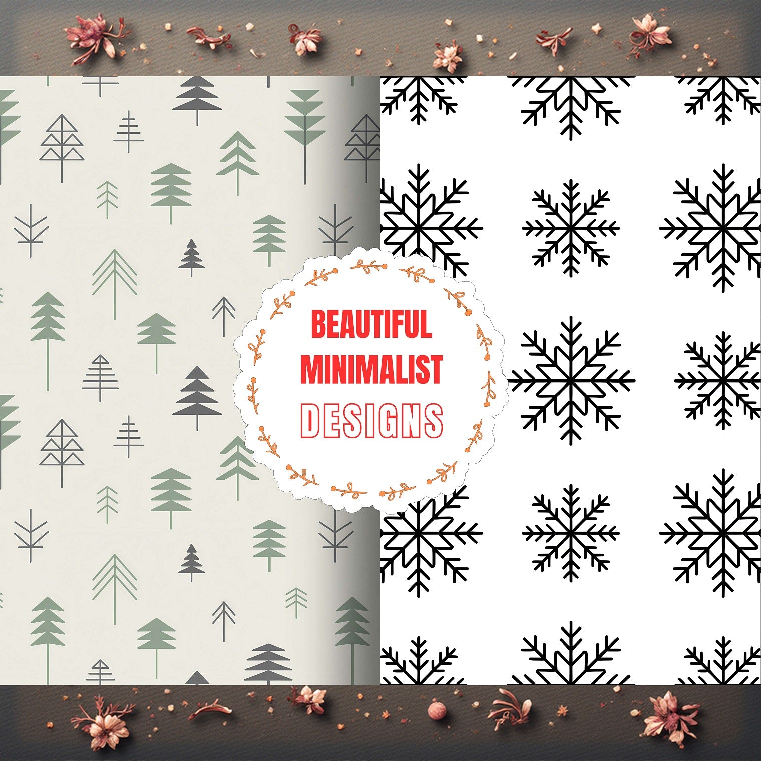 Modern Minimalist Christmas Digital Papers Bundle